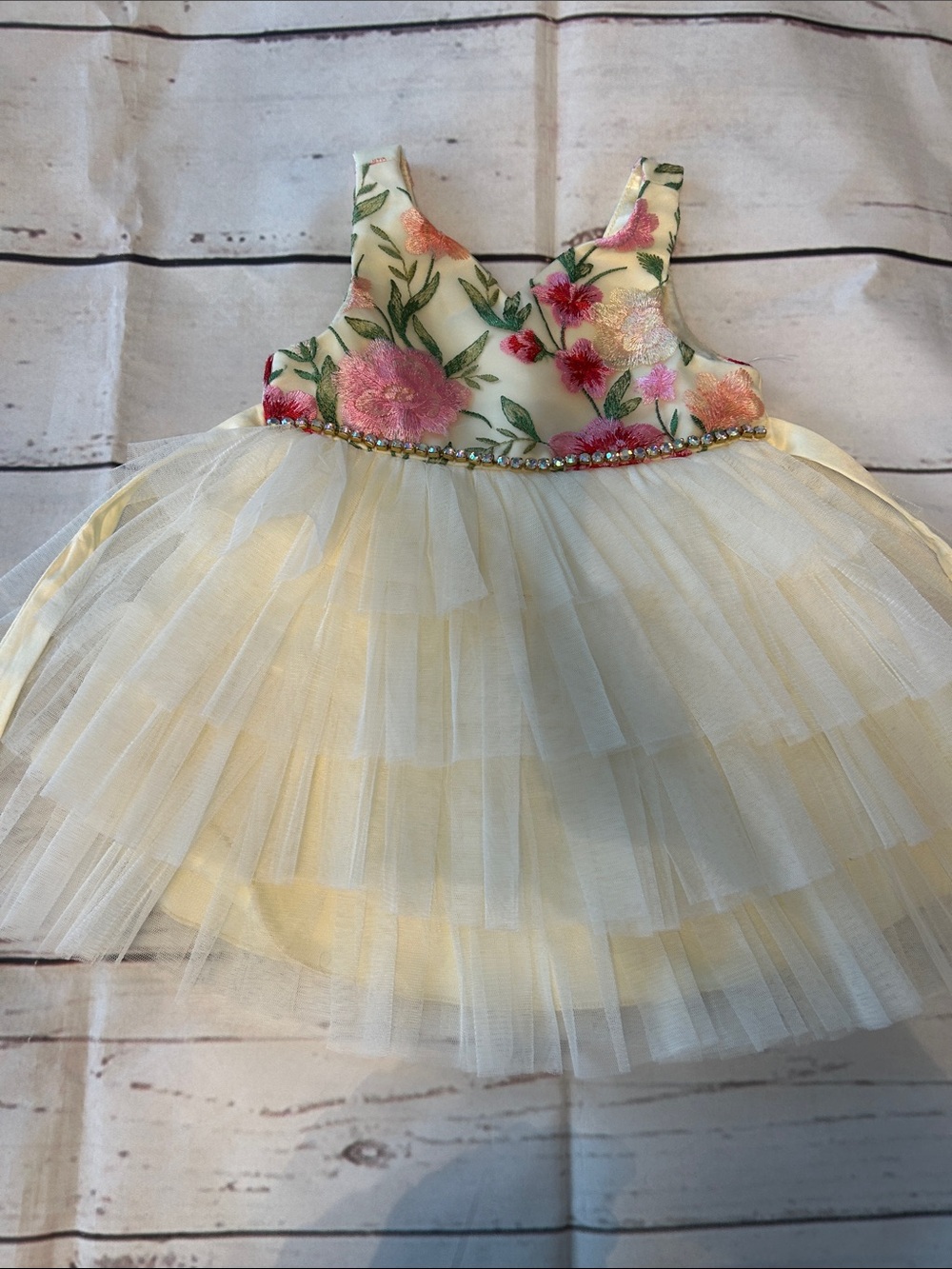 American Princess Ivory Tulle Dress with Pink Floral Bodice
